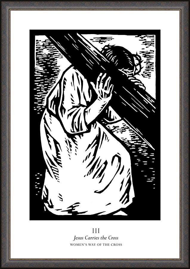 Wall Frame Espresso - Women's Stations of the Cross 03 - Jesus Carries the Cross by Julie Lonneman - Trinity Stores