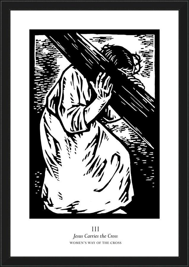 Wall Frame Black - Women's Stations of the Cross 03 - Jesus Carries the Cross by Julie Lonneman - Trinity Stores
