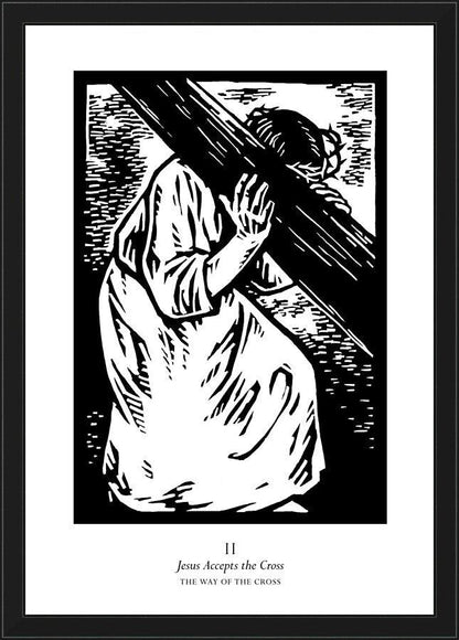 Wall Frame Black - Traditional Stations of the Cross 02 - Jesus Accepts the Cross by Julie Lonneman - Trinity Stores