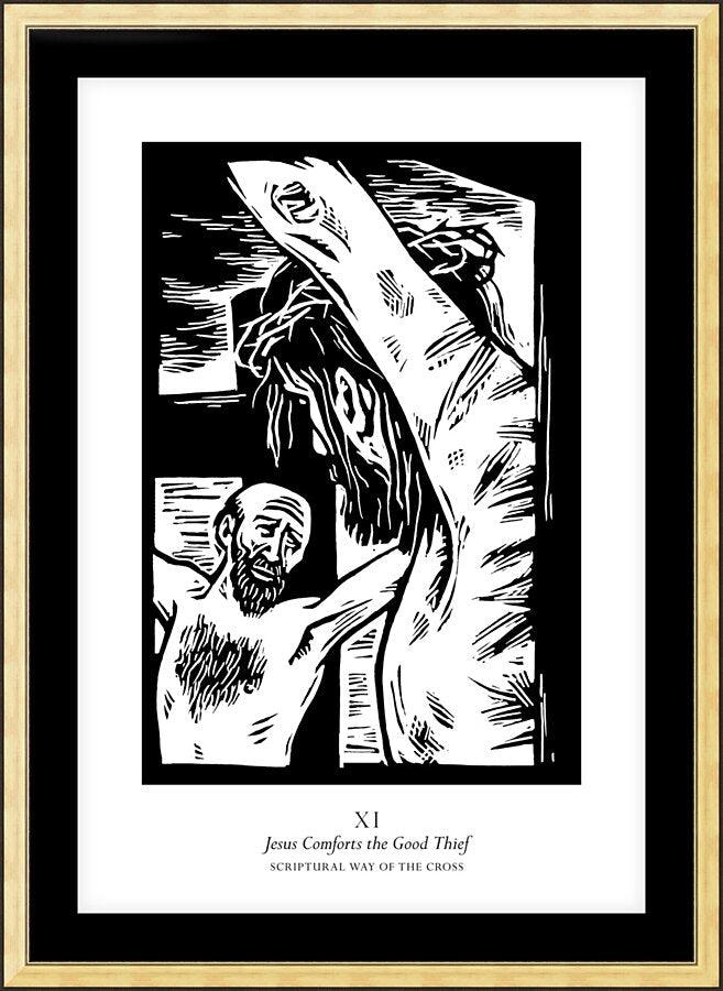 Wall Frame Gold, Matted - Scriptural Stations of the Cross 11 - Jesus Comforts the Good Thief by Julie Lonneman - Trinity Stores