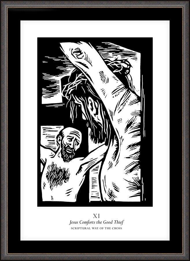 Wall Frame Espresso, Matted - Scriptural Stations of the Cross 11 - Jesus Comforts the Good Thief by Julie Lonneman - Trinity Stores