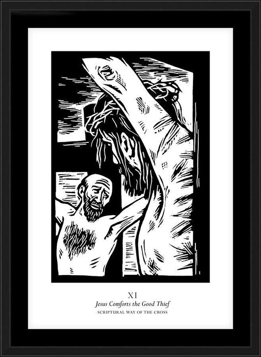 Wall Frame Black, Matted - Scriptural Stations of the Cross 11 - Jesus Comforts the Good Thief by J. Lonneman