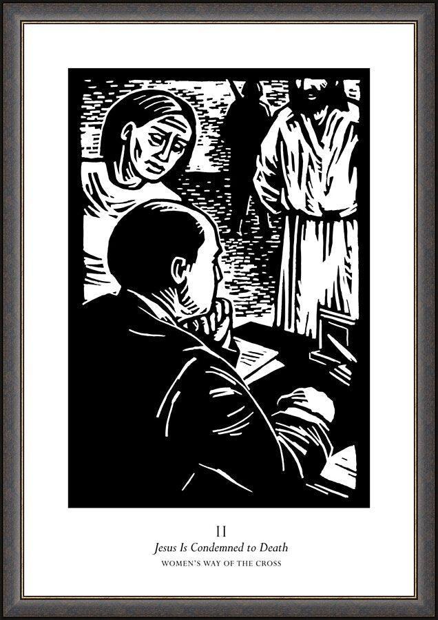 Wall Frame Espresso - Women's Stations of the Cross 02 - Jesus is Condemned to Death by Julie Lonneman - Trinity Stores