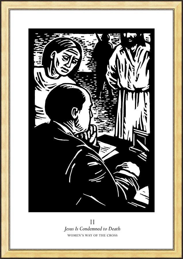 Wall Frame Gold - Women's Stations of the Cross 02 - Jesus is Condemned to Death by J. Lonneman