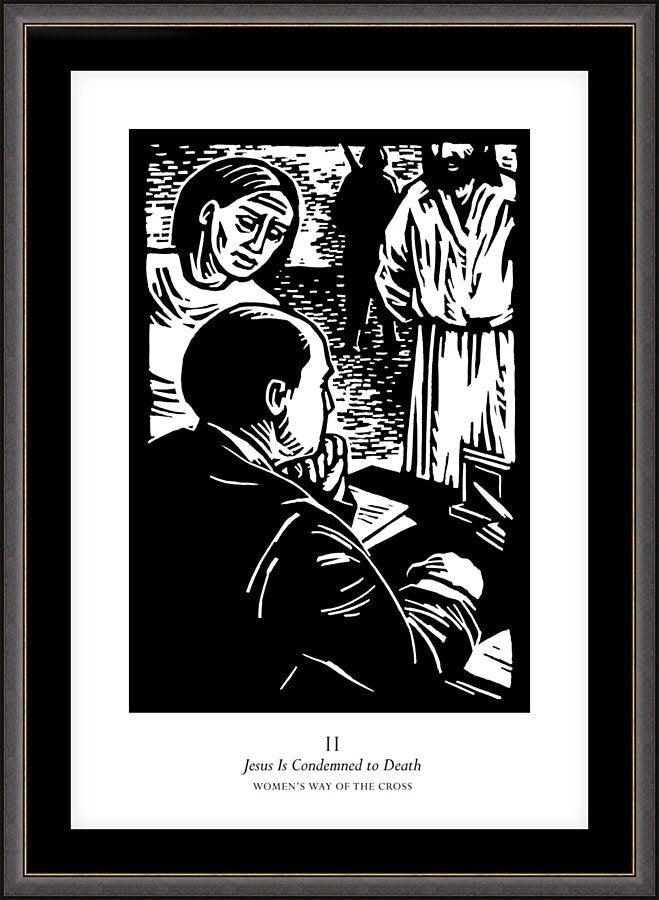 Wall Frame Espresso, Matted - Women's Stations of the Cross 02 - Jesus is Condemned to Death by J. Lonneman