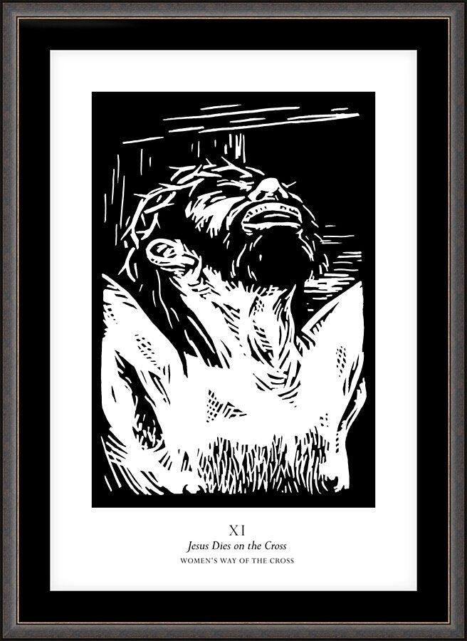 Wall Frame Espresso, Matted - Women's Stations of the Cross 11 - Jesus Dies on the Cross by Julie Lonneman - Trinity Stores