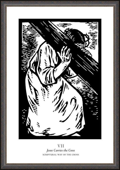 Wall Frame Espresso - Scriptural Stations of the Cross 07 - Jesus Carries the Cross by Julie Lonneman - Trinity Stores