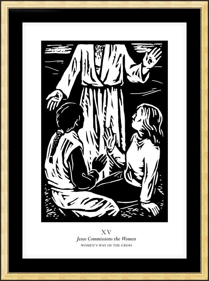 Wall Frame Gold, Matted - Women's Stations of the Cross 15 - Jesus Commissions the Women by J. Lonneman