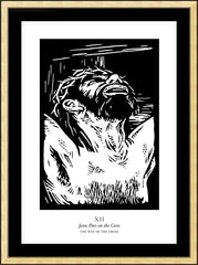 Wall Frame Gold - Traditional Stations of the Cross 12 - Jesus Dies on the Cross by J. Lonneman