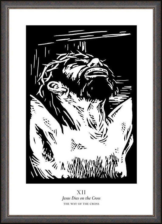 Wall Frame Espresso - Traditional Stations of the Cross 12 - Jesus Dies on the Cross by J. Lonneman