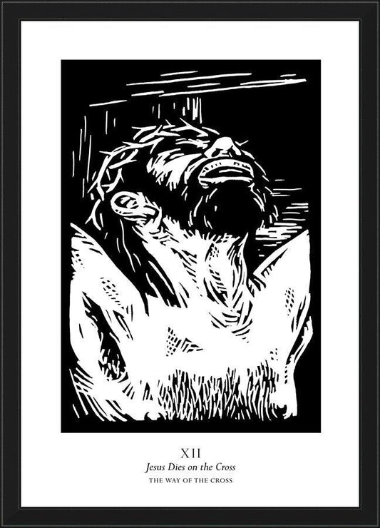Wall Frame Black - Traditional Stations of the Cross 12 - Jesus Dies on the Cross by J. Lonneman
