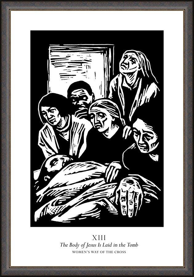 Wall Frame Espresso - Women's Stations of the Cross 13 - The Body of Jesus is Laid in the Tomb by Julie Lonneman - Trinity Stores