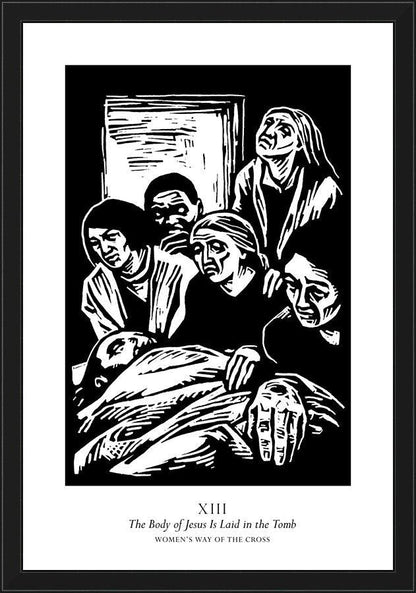 Wall Frame Black - Women's Stations of the Cross 13 - The Body of Jesus is Laid in the Tomb by J. Lonneman