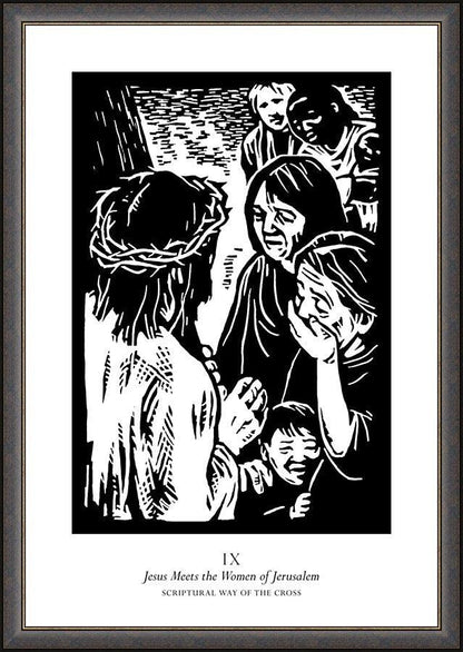 Wall Frame Espresso - Scriptural Stations of the Cross 09 - Jesus Meets the Women of Jerusalem by J. Lonneman