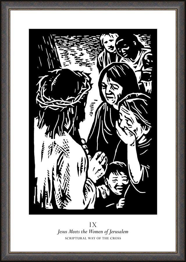 Wall Frame Espresso - Scriptural Stations of the Cross 09 - Jesus Meets the Women of Jerusalem by Julie Lonneman - Trinity Stores