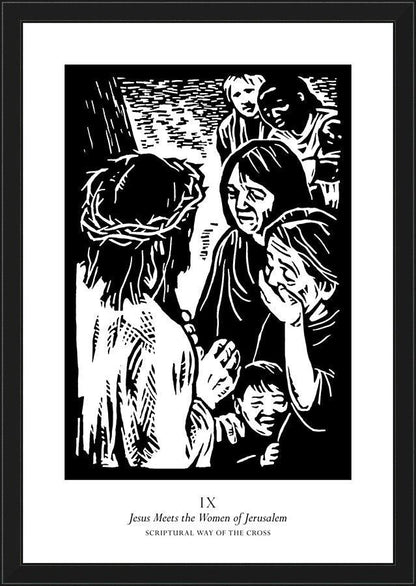 Wall Frame Black - Scriptural Stations of the Cross 09 - Jesus Meets the Women of Jerusalem by Julie Lonneman - Trinity Stores