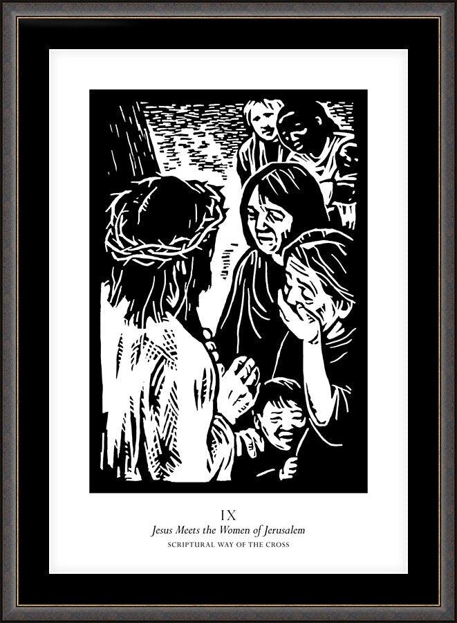 Wall Frame Espresso, Matted - Scriptural Stations of the Cross 09 - Jesus Meets the Women of Jerusalem by J. Lonneman
