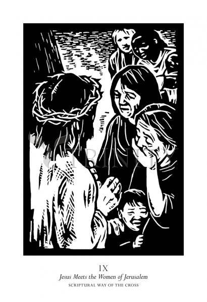 Acrylic Print - Scriptural Stations of the Cross 09 - Jesus Meets the Women of Jerusalem by J. Lonneman