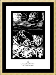 Wall Frame Gold - Traditional Stations of the Cross 09 - Jesus Falls a Third Time by J. Lonneman