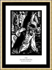 Wall Frame Gold - Traditional Stations of the Cross 07 - Jesus Falls a Second Time by J. Lonneman