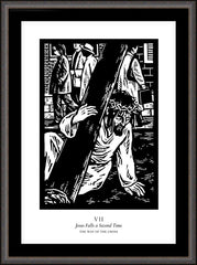 Wall Frame Espresso - Traditional Stations of the Cross 07 - Jesus Falls a Second Time by J. Lonneman