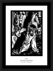 Wall Frame Black - Traditional Stations of the Cross 07 - Jesus Falls a Second Time by J. Lonneman