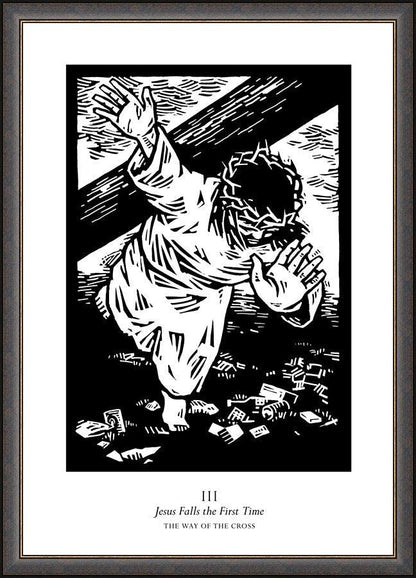Wall Frame Espresso - Traditional Stations of the Cross 03 - Jesus Falls the First Time by J. Lonneman