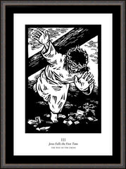 Wall Frame Espresso - Traditional Stations of the Cross 03 - Jesus Falls the First Time by J. Lonneman