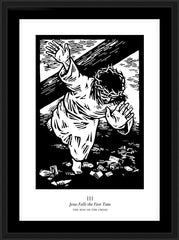 Wall Frame Black - Traditional Stations of the Cross 03 - Jesus Falls the First Time by J. Lonneman