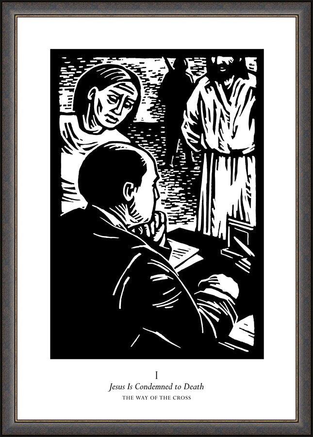 Wall Frame Espresso - Traditional Stations of the Cross 01 - Jesus is Condemned to Death by Julie Lonneman - Trinity Stores