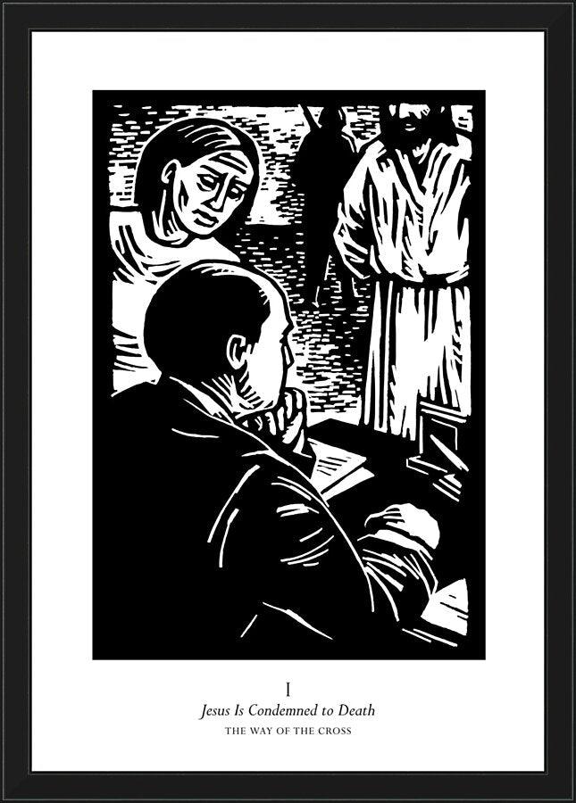 Wall Frame Black - Traditional Stations of the Cross 01 - Jesus is Condemned to Death by J. Lonneman