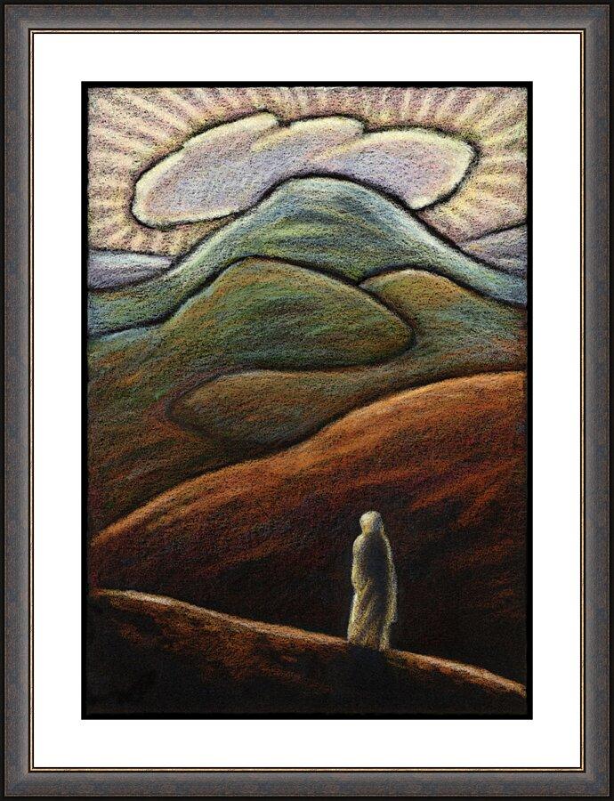 Wall Frame Espresso - Lent, 1st Sunday - Jesus in the Desert by Julie Lonneman - Trinity Stores
