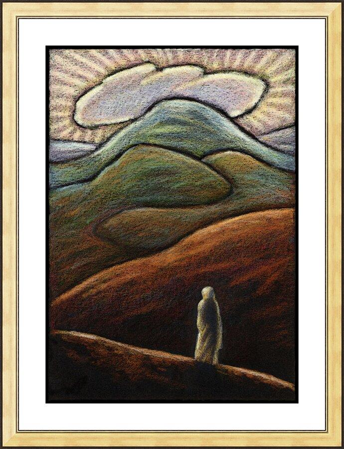 Wall Frame Gold - Lent, 1st Sunday - Jesus in the Desert by Julie Lonneman - Trinity Stores