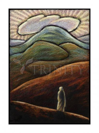 Wall Frame Gold, Matted - Lent, 1st Sunday - Jesus in the Desert by Julie Lonneman - Trinity Stores
