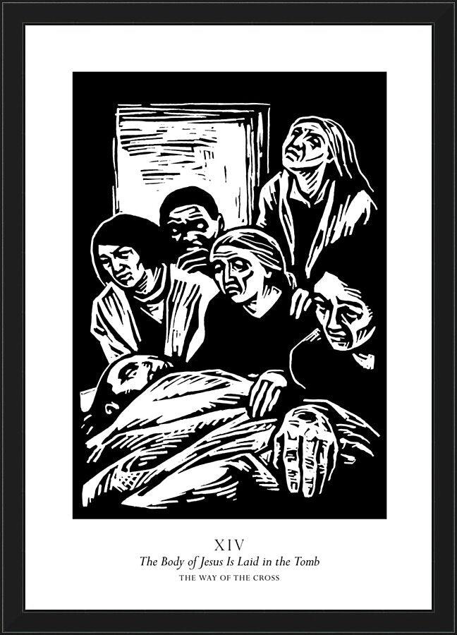 Wall Frame Black - Traditional Stations of the Cross 14 - The Body of Jesus is Laid in the Tomb by J. Lonneman