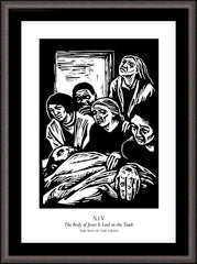 Wall Frame Espresso - Traditional Stations of the Cross 14 - The Body of Jesus is Laid in the Tomb by J. Lonneman