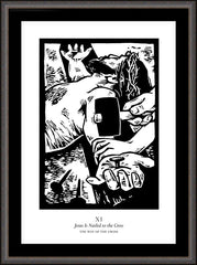 Wall Frame Espresso - Traditional Stations of the Cross 11 - Jesus is Nailed to the Cross by J. Lonneman