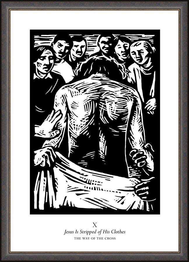 Wall Frame Espresso - Traditional Stations of the Cross 10 - Jesus is Stripped of His Clothes by J. Lonneman