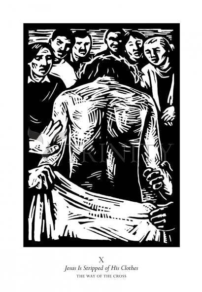 Wall Frame Black, Matted - Traditional Stations of the Cross 10 - Jesus is Stripped of His Clothes by Julie Lonneman - Trinity Stores