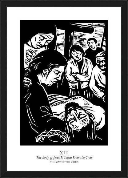 Wall Frame Black - Traditional Stations of the Cross 13 - The Body of Jesus is Taken From the Cross by J. Lonneman
