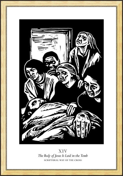 Wall Frame Gold - Scriptural Stations of the Cross 14 - The Body of Jesus is Laid in the Tomb by Julie Lonneman - Trinity Stores