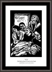 Wall Frame Espresso - Scriptural Stations of the Cross 14 - The Body of Jesus is Laid in the Tomb by J. Lonneman