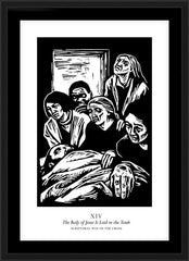 Wall Frame Black - Scriptural Stations of the Cross 14 - The Body of Jesus is Laid in the Tomb by J. Lonneman