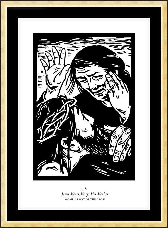Wall Frame Gold, Matted - Women's Stations of the Cross 04 - Jesus Meets Mary, His Mother by Julie Lonneman - Trinity Stores