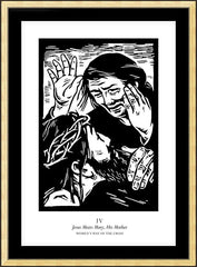 Wall Frame Gold - Women's Stations of the Cross 04 - Jesus Meets Mary, His Mother by J. Lonneman