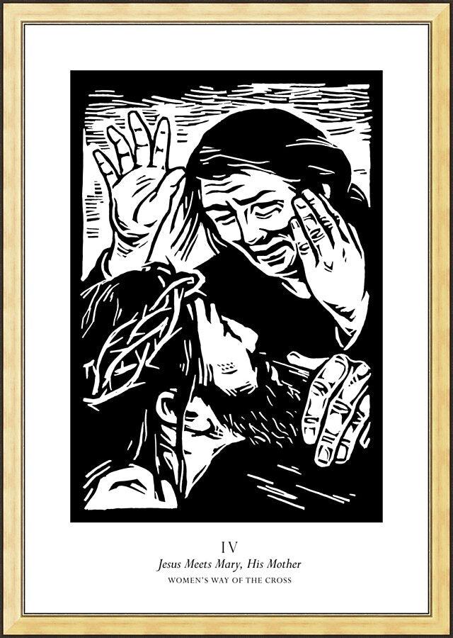 Wall Frame Gold - Women's Stations of the Cross 04 - Jesus Meets Mary, His Mother by J. Lonneman