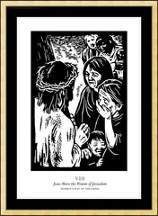 Wall Frame Gold - Women's Stations of the Cross 08 - Jesus Meets the Women of Jerusalem by J. Lonneman
