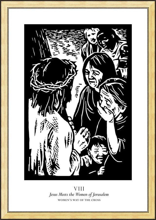 Wall Frame Gold - Women's Stations of the Cross 08 - Jesus Meets the Women of Jerusalem by J. Lonneman