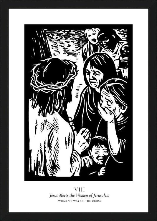 Wall Frame Black - Women's Stations of the Cross 08 - Jesus Meets the Women of Jerusalem by J. Lonneman