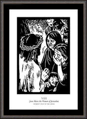 Wall Frame Espresso - Women's Stations of the Cross 08 - Jesus Meets the Women of Jerusalem by J. Lonneman
